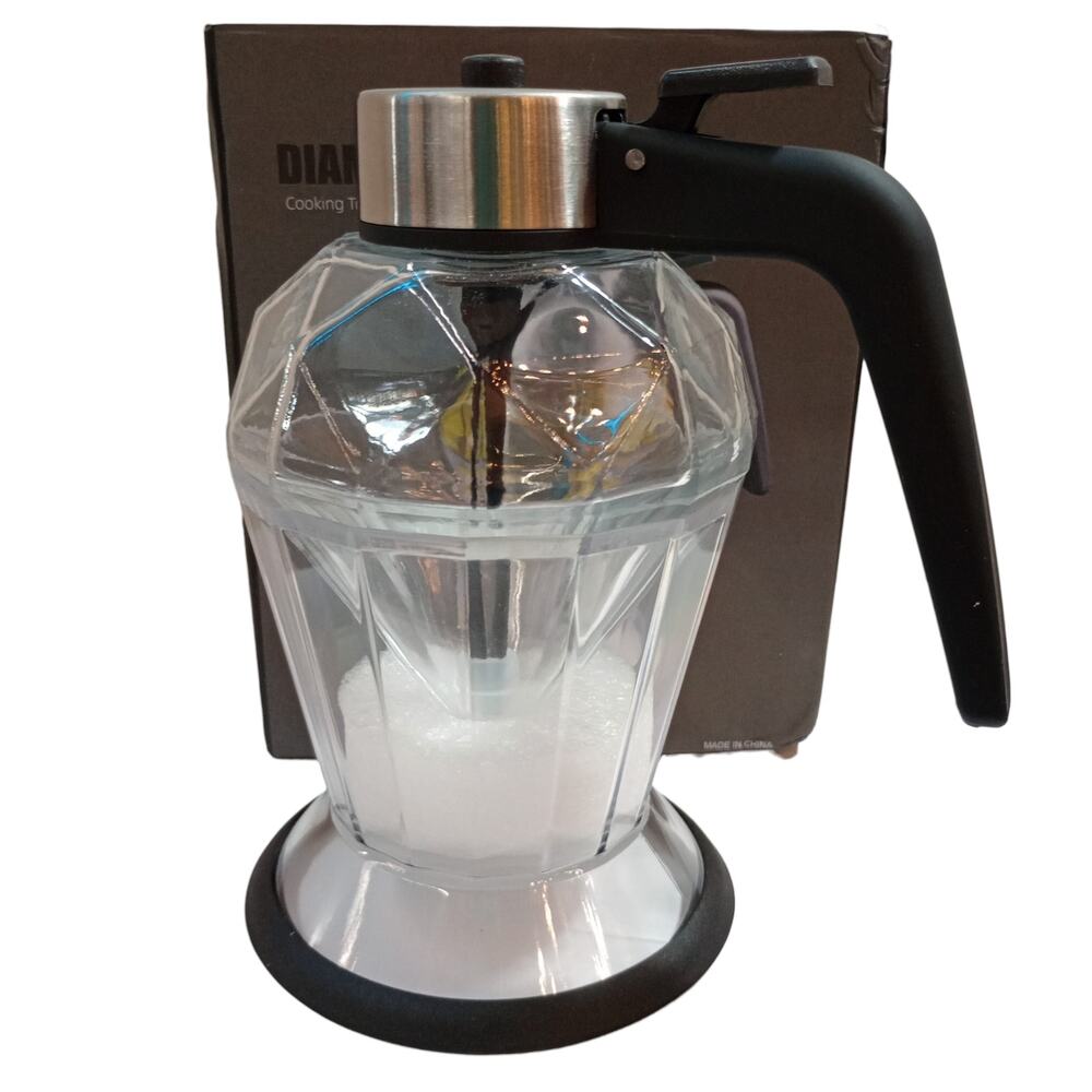Diamond Glass Oil Pot Press Type Transparent Dustproof Oil or Vinegar Bottle